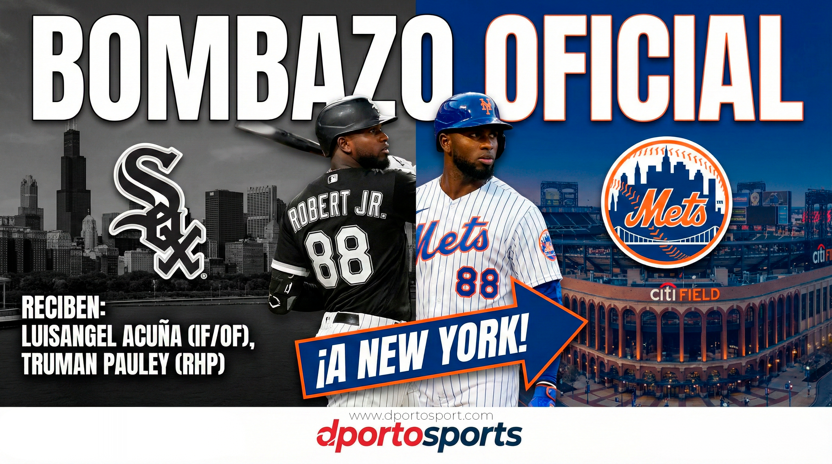 ¡BOMBAZO! Luis Robert Jr. llega a los Mets de Nueva York